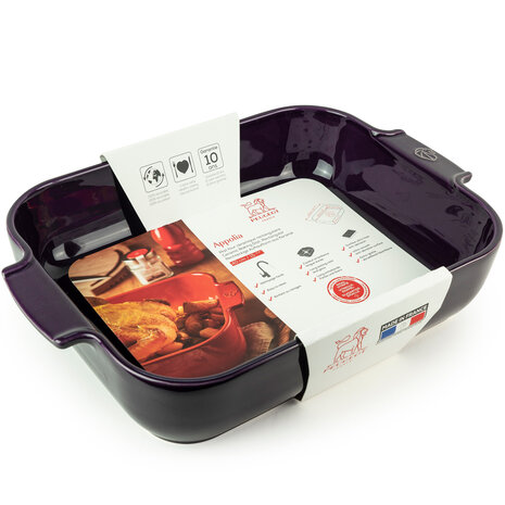 Peugeot Appolia rectangular ceramic oven dish 40cm Aubergine