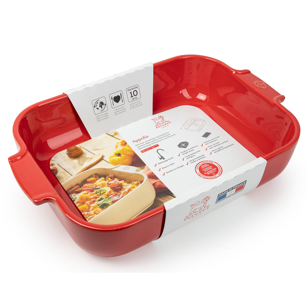 Peugeot Appolia rechthoekige keramische ovenschaal 36cm Rouge Peugeot Appolia rechthoekige keramische ovenschaal 36cm Rouge