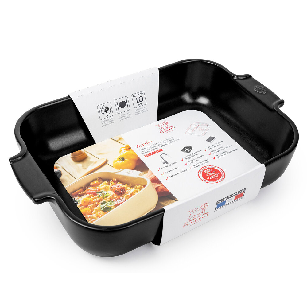 Peugeot Appolia rechthoekige keramische ovenschaal 36cm Noir Satin