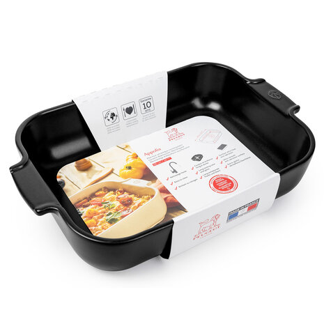 Peugeot Appolia rectangular ceramic oven dish 36cm Noir Satin Peugeot Appolia rectangular ceramic oven dish 36cm Noir Satin
