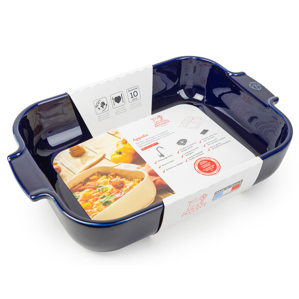 Peugeot Appolia rectangular ceramic oven dish 36cm Bleu