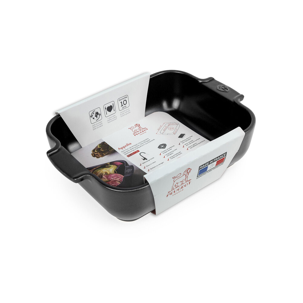 Peugeot Appolia rechthoekige keramische ovenschaal 25cm Noir Satin Peugeot Appolia rechthoekige keramische ovenschaal 25cm Noir Satin