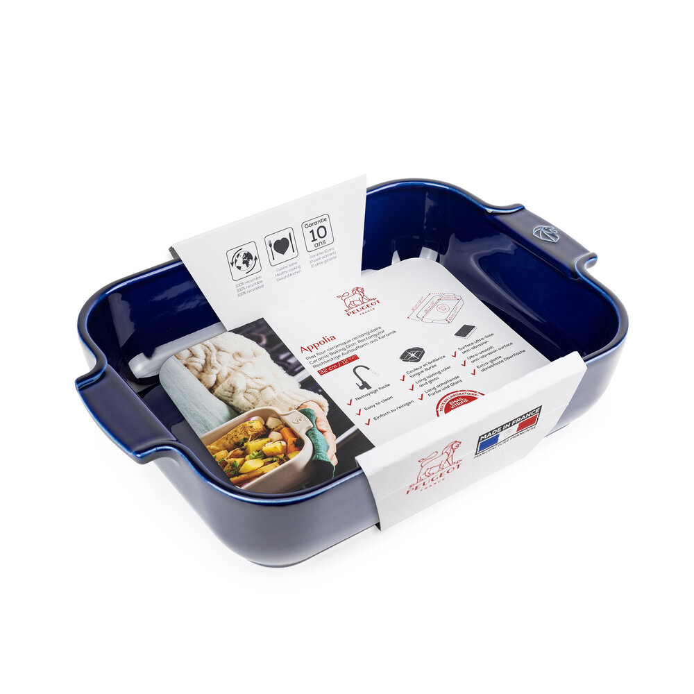 Peugeot Appolia rectangular ceramic oven dish 32cm Bleu