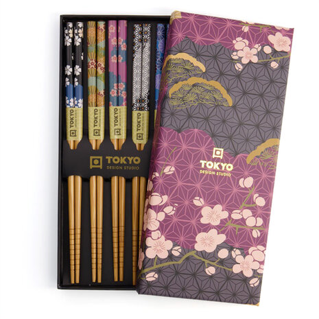 Tokyo Design Studio 5 sets of chopsticks Flowers in gift box