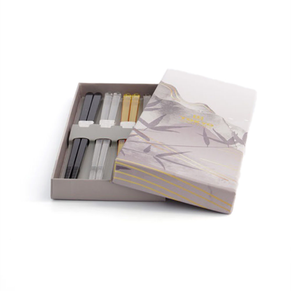 Tokyo Design Studio 5 sets eetstokjes Acrylic Brown in geschenkverpakking