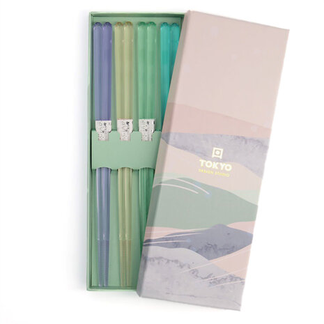Tokyo Design Studio 5 sets of chopsticks Acrylic Blue in gift box Tokyo Design Studio 5 sets of chopsticks Acrylic Blue in gift box