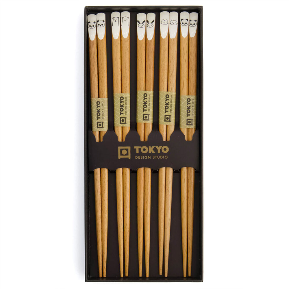 Tokyo Design Studio 5 sets of chopsticks Mix Animals in gift box Tokyo Design Studio 5 sets of chopsticks Mix Animals in gift box