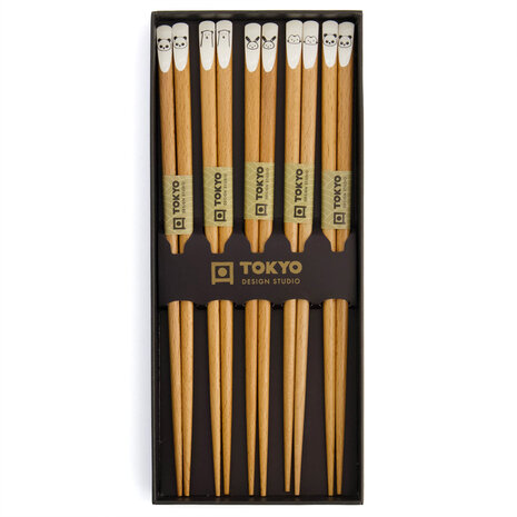 Tokyo Design Studio 5 sets eetstokjes Mix Animals in geschenkverpakking