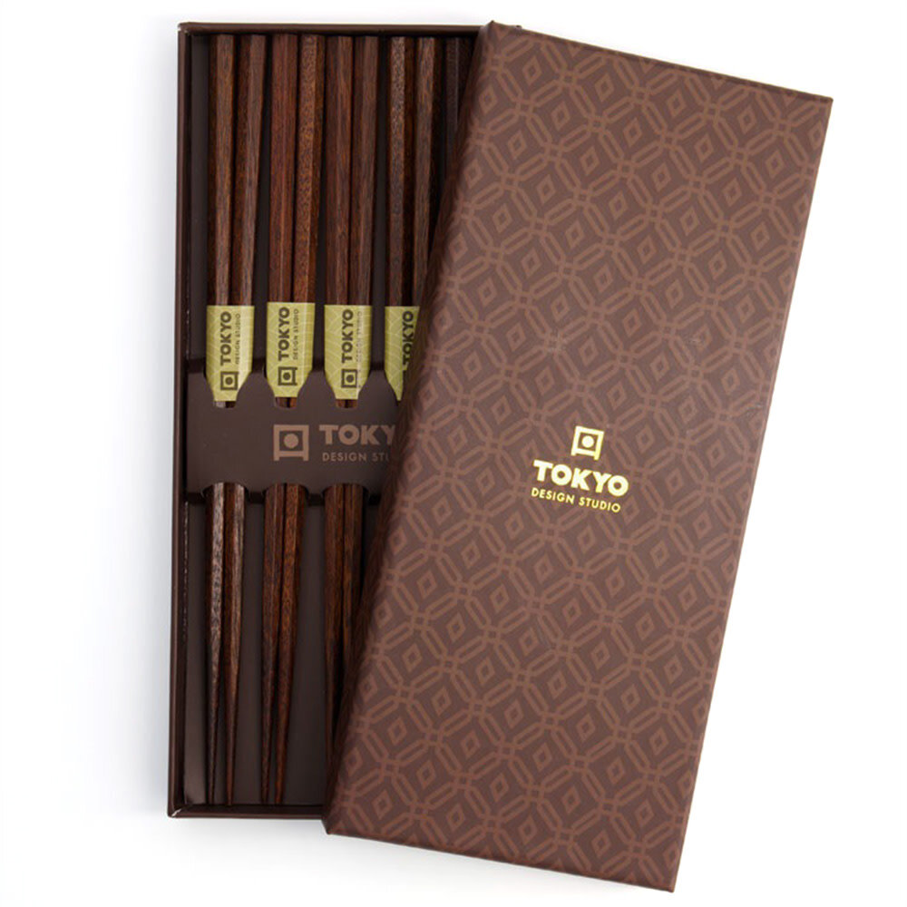 Tokyo Design Studio 5 sets of chopsticks Hexagon Brown in gift box