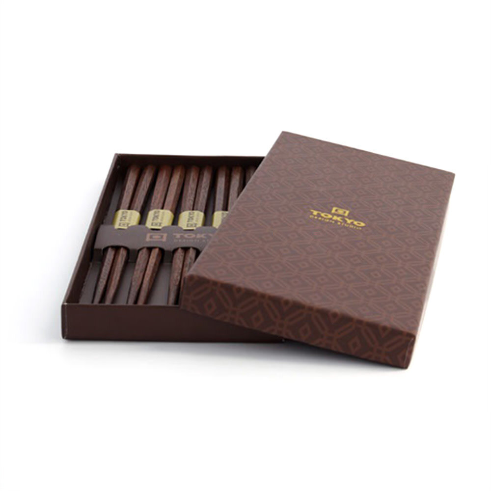 Tokyo Design Studio 5 sets of chopsticks Hexagon Brown in gift box