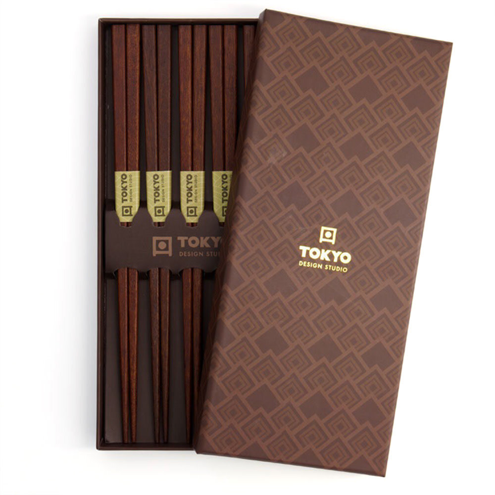 Tokyo Design Studio 5 sets of chopsticks Square Brown in gift box