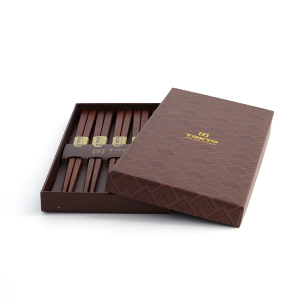 Tokyo Design Studio 5 sets eetstokjes Square Brown in geschenkverpakking Tokyo Design Studio 5 sets eetstokjes Square Brown in geschenkverpakking