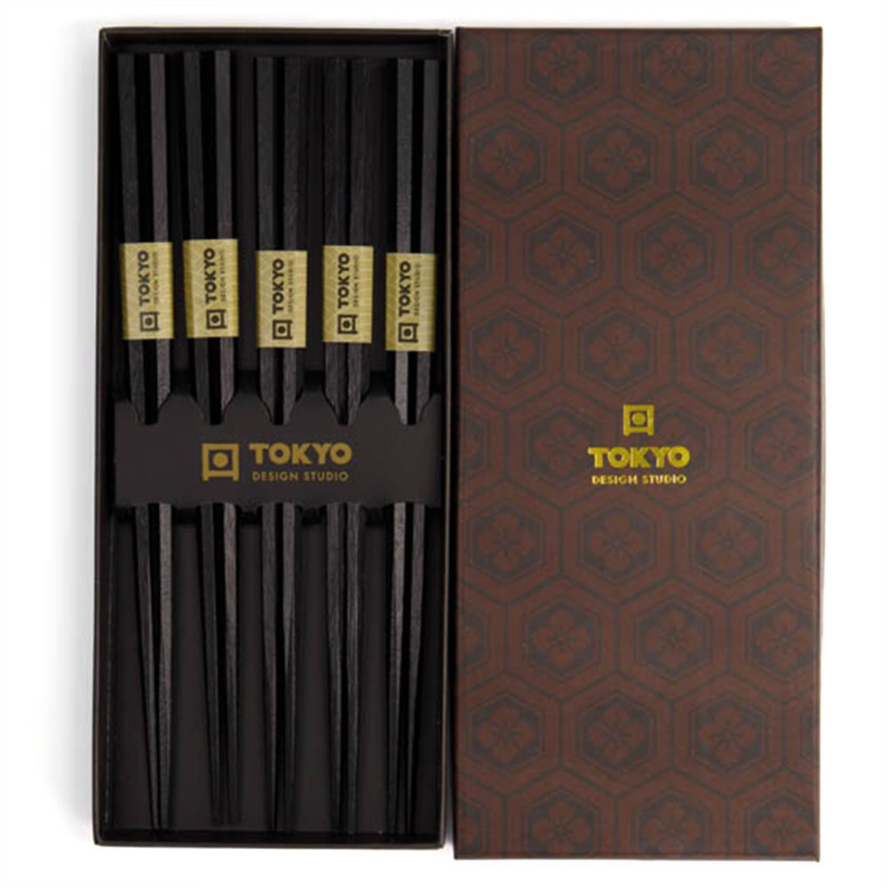 Tokyo Design Studio 5 sets of chopsticks Hexagon Black in gift box
