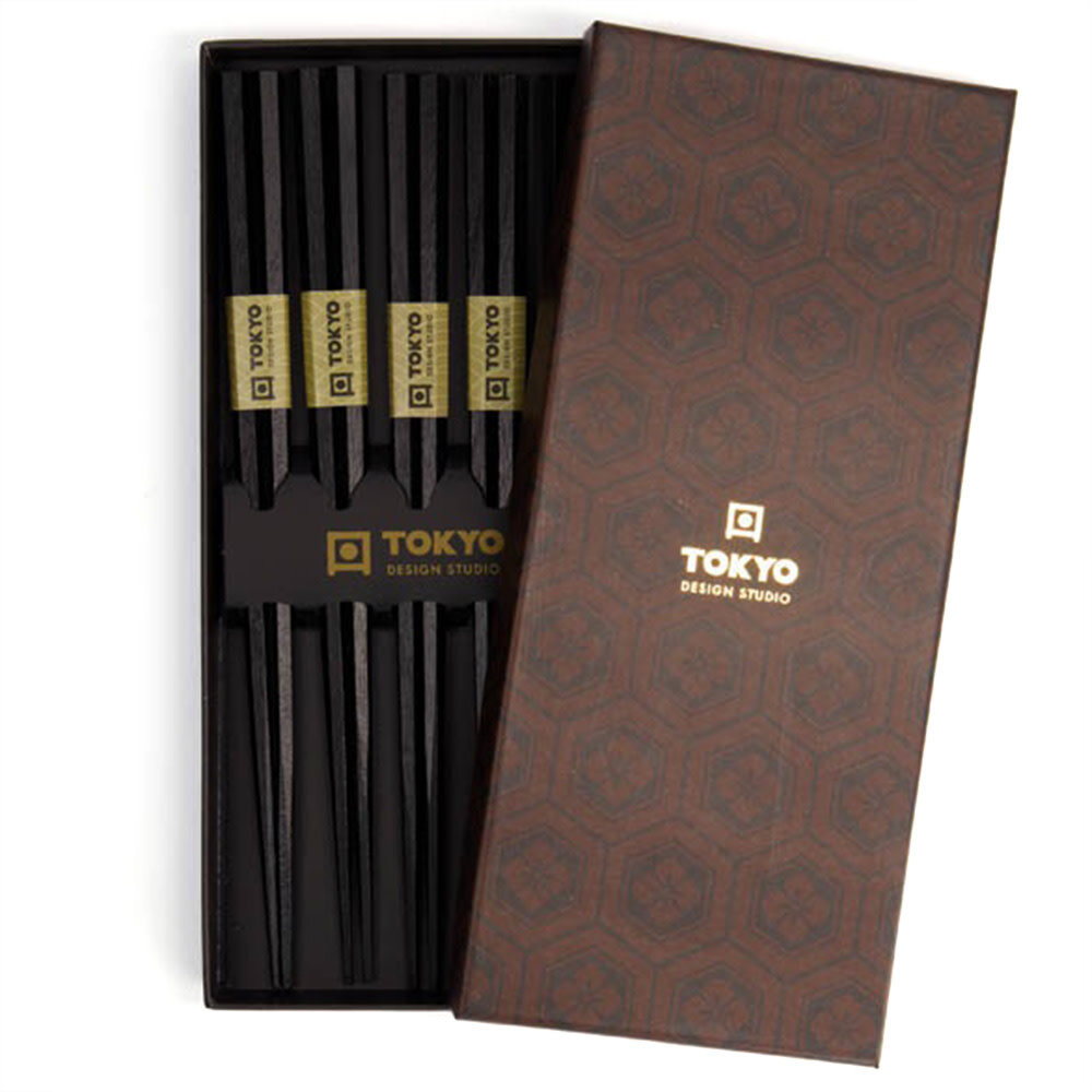 Tokyo Design Studio 5 sets of chopsticks Hexagon Black in gift box