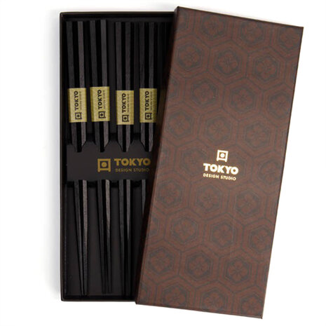Tokyo Design Studio 5 sets of chopsticks Hexagon Black in gift box