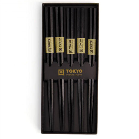 Tokyo Design Studio 5 sets of chopsticks Hexagon Black in gift box