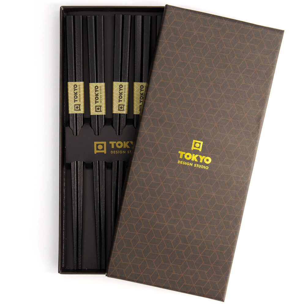 Tokyo Design Studio 5 sets of chopsticks Square Black in gift box