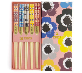 Tokyo Design Studio 5 sets eetstokjes Pink Flowers Tokyo Design Studio 5 sets eetstokjes Pink Flowers