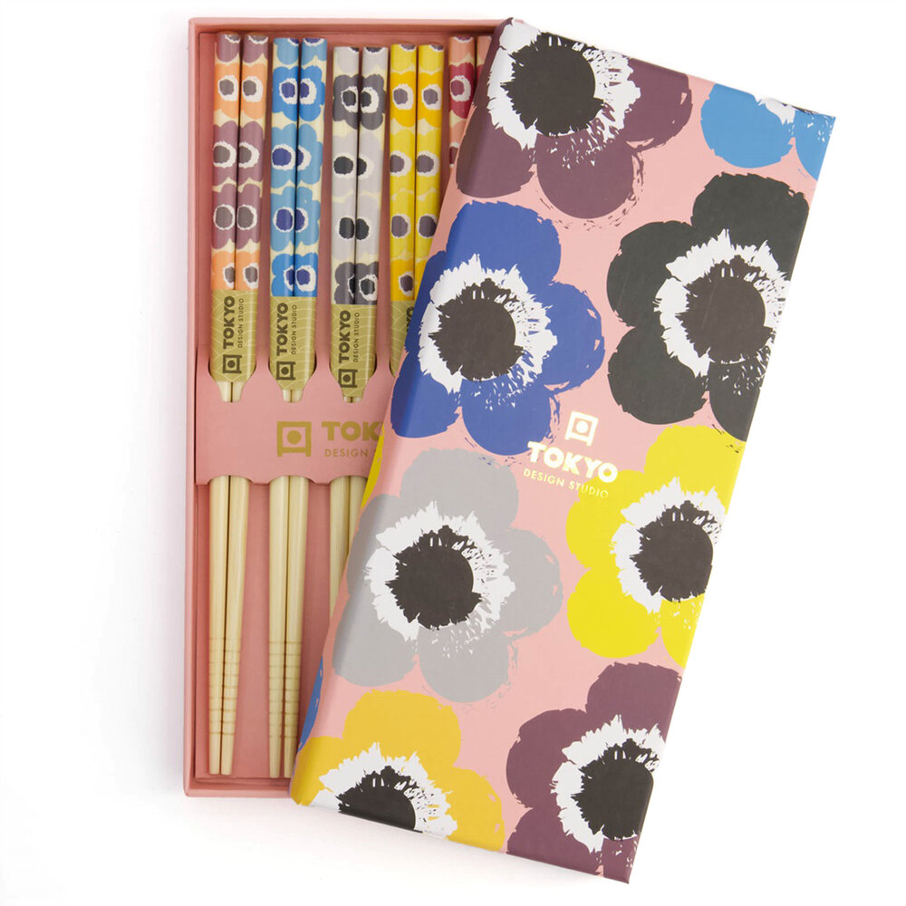 Tokyo Design Studio 5 sets of chopsticks Pink Flowers in gift box Tokyo Design Studio 5 sets of chopsticks Pink Flowers in gift box
