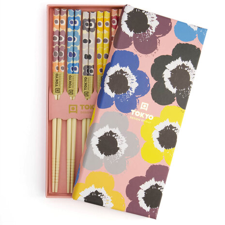Tokyo Design Studio 5 sets of chopsticks Pink Flowers in gift box Tokyo Design Studio 5 sets of chopsticks Pink Flowers in gift box