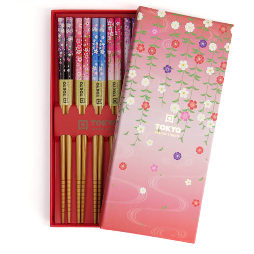 Tokyo Design Studio 5 sets eetstokjes Flowers in geschenkverpakking Tokyo Design Studio 5 sets eetstokjes Flowers in geschenkverpakking