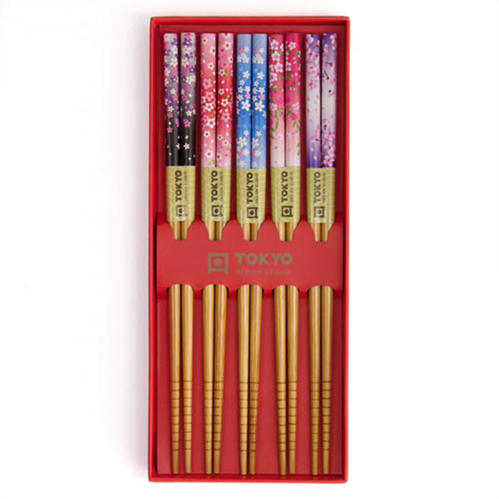 Tokyo Design Studio 5 sets eetstokjes Flowers in geschenkverpakking Tokyo Design Studio 5 sets eetstokjes Flowers in geschenkverpakking