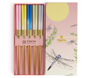 Tokyo Design Studio 5 sets of wooden chopsticks Pink Dragonfly