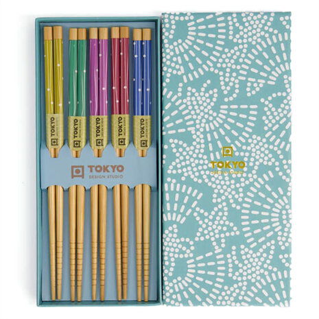 Tokyo Design Studio 5 sets of chopsticks Light Blue Star in gift box