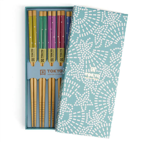 Tokyo Design Studio 5 sets of chopsticks Light Blue Star in gift box
