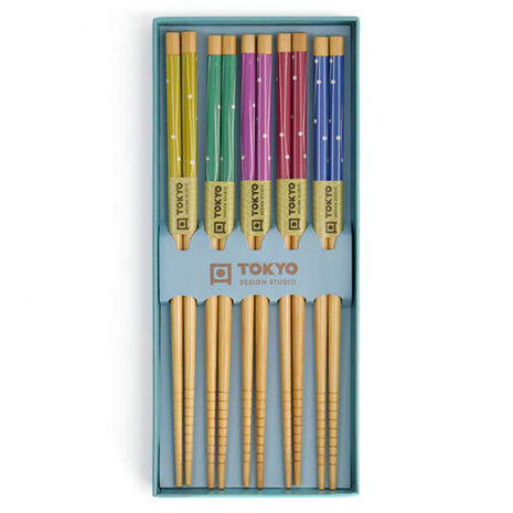 Tokyo Design Studio 5 sets of chopsticks Light Blue Star in gift box
