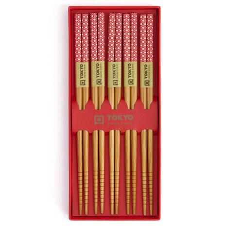 Tokyo Design Studio 5 sets eetstokjes Red Multi Pattern in geschenkverpakking Tokyo Design Studio 5 sets eetstokjes Red Multi Pattern in geschenkverpakking