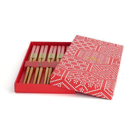 Tokyo Design Studio 5 sets of chopsticks Red Multi Pattern in gift box Tokyo Design Studio 5 sets of chopsticks Red Multi Pattern in gift box