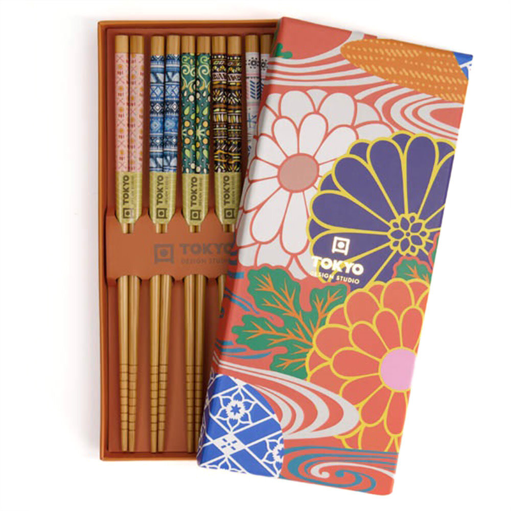 Tokyo Design Studio 5 sets of chopsticks Orange Flower in gift box Tokyo Design Studio 5 sets of chopsticks Orange Flower in gift box
