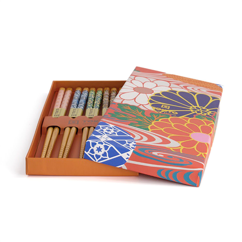 Tokyo Design Studio 5 sets of chopsticks Orange Flower in gift box Tokyo Design Studio 5 sets of chopsticks Orange Flower in gift box