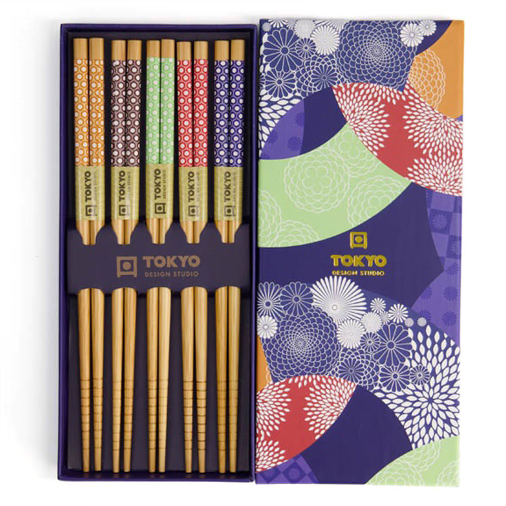 Tokyo Design Studio 5 sets of chopsticks Colorful Circle in gift box