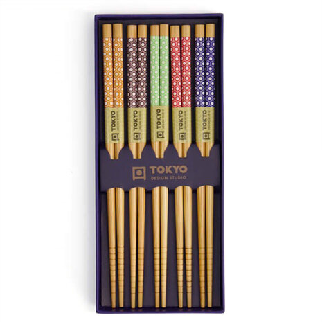 Tokyo Design Studio 5 sets of chopsticks Colorful Circle in gift box