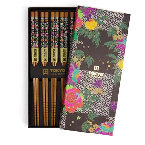 Tokyo Design Studio 5 sets of chopsticks Cubes Black White in gift box Tokyo Design Studio 5 sets of chopsticks Cubes Black White in gift box