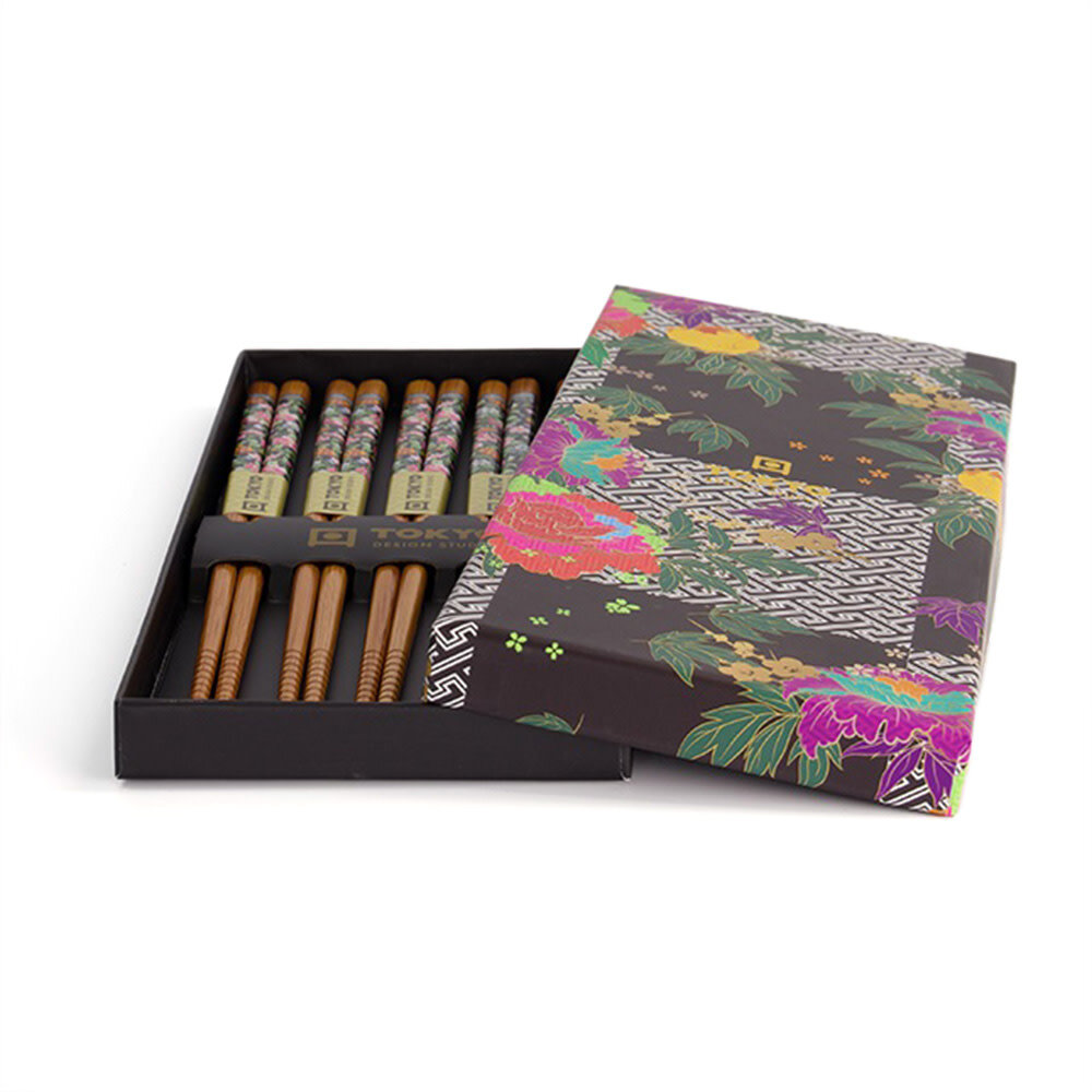 Tokyo Design Studio 5 sets of chopsticks Cubes Black White in gift box Tokyo Design Studio 5 sets of chopsticks Cubes Black White in gift box