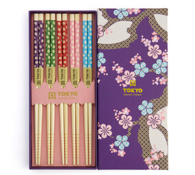 Tokyo Design Studio 5 sets of chopsticks Dark Blue Sakura