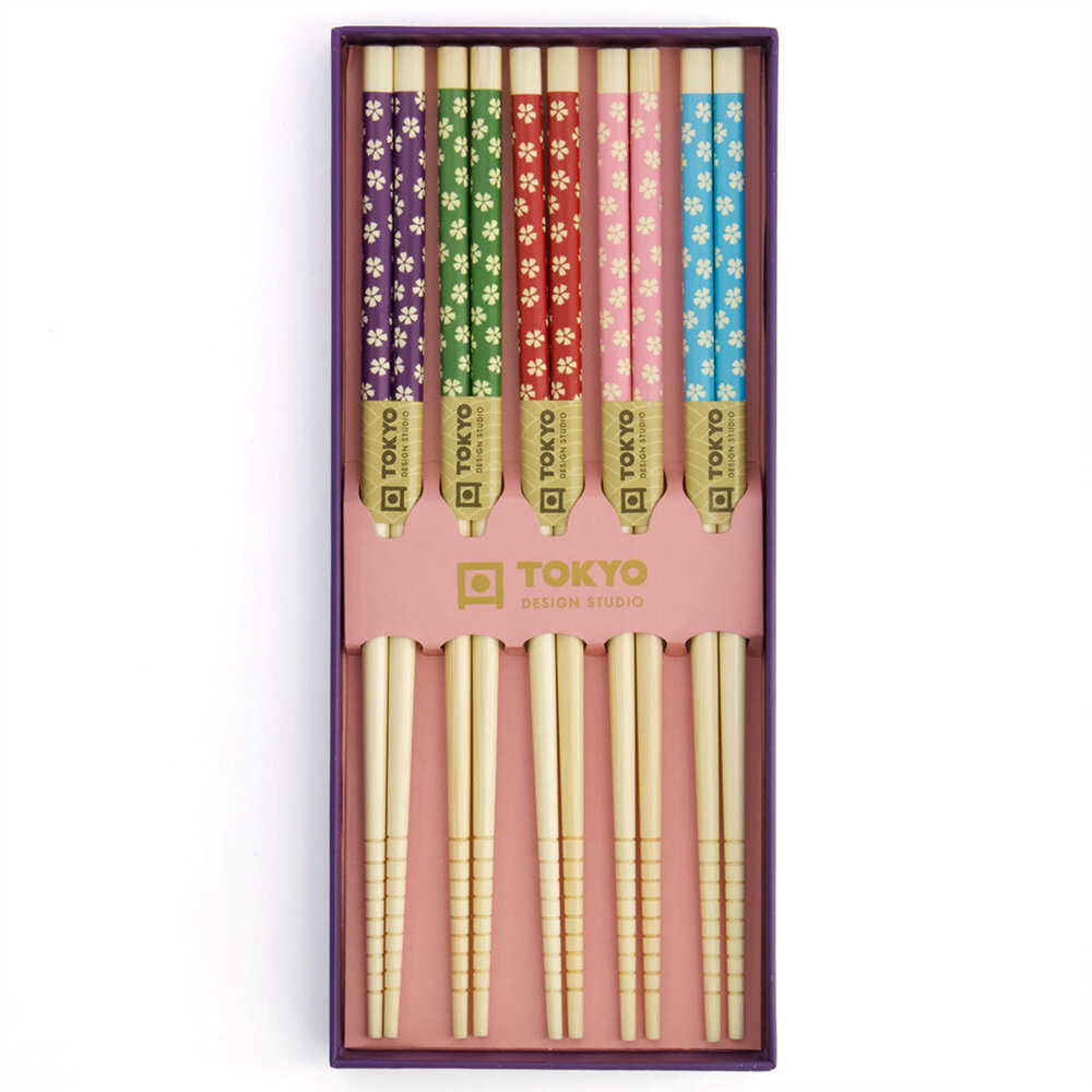Tokyo Design Studio 5 sets of chopsticks Dark Blue Sakura in gift box Tokyo Design Studio 5 sets of chopsticks Dark Blue Sakura in gift box