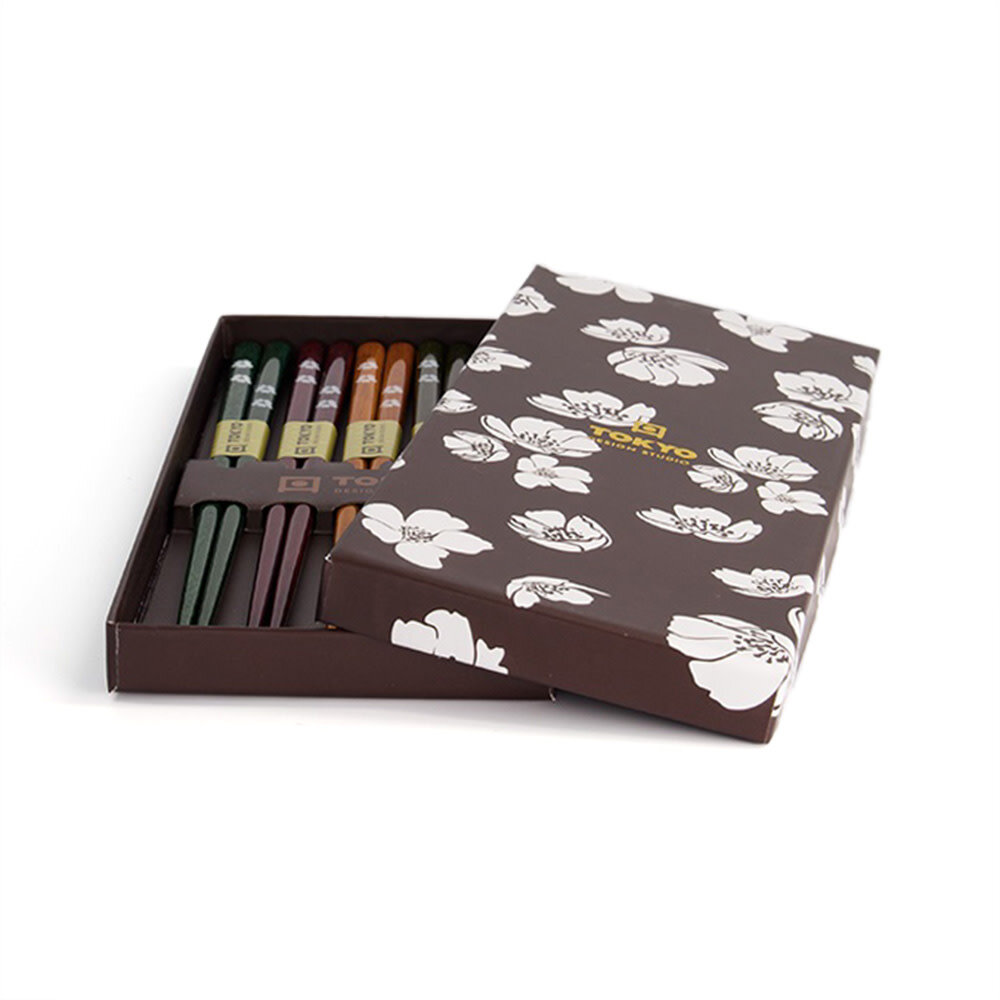 Tokyo Design Studio 5 sets of chopsticks Black White Flower in gift box Tokyo Design Studio 5 sets of chopsticks Black White Flower in gift box