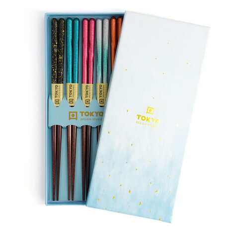 Tokyo Design Studio 5 sets of chopsticks Blue Cloud in gift box Tokyo Design Studio 5 sets of chopsticks Blue Cloud in gift box