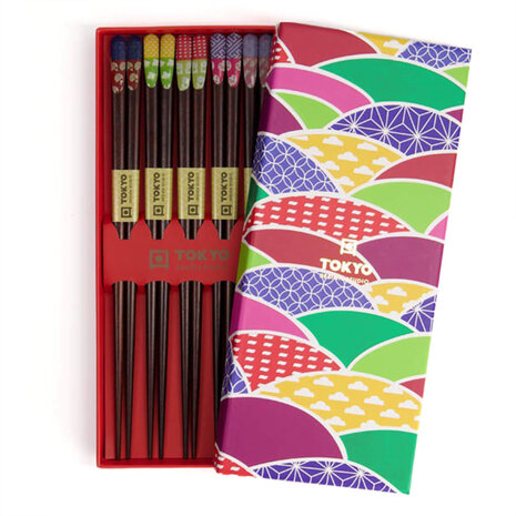 Tokyo Design Studio 5 sets of chopsticks Multi Color in gift box