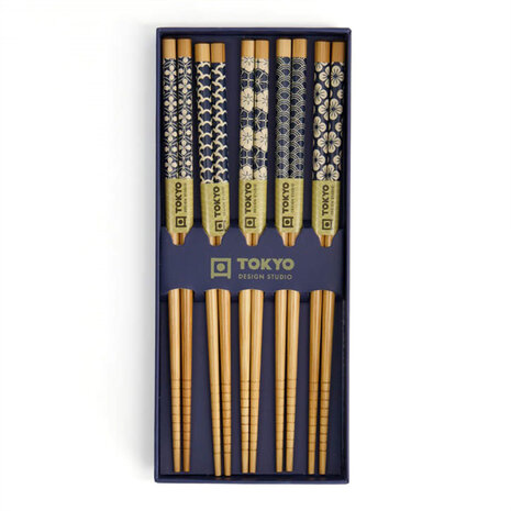 Tokyo Design Studio 5 sets of chopsticks Blue giftset