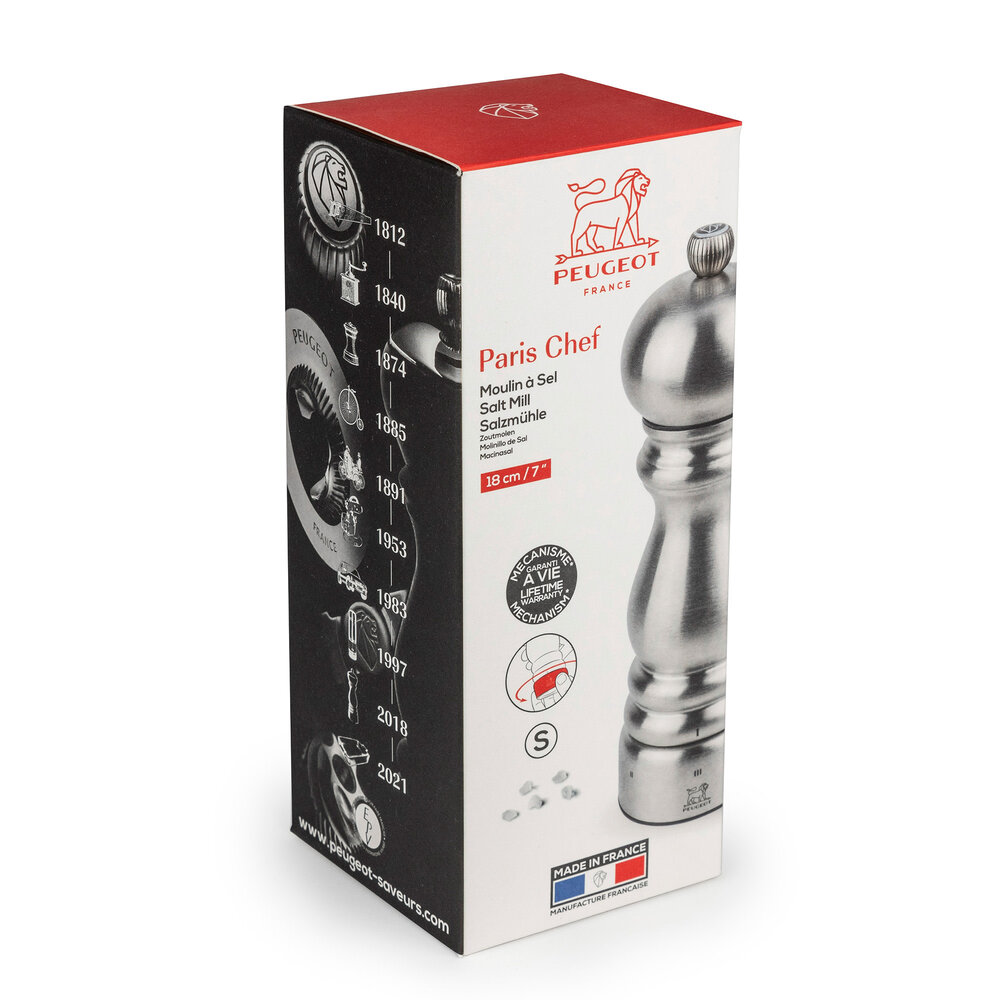 Peugeot Paris Chef Inox zoutmolen 18cm U-select Peugeot Paris Chef Inox zoutmolen 18cm U-select