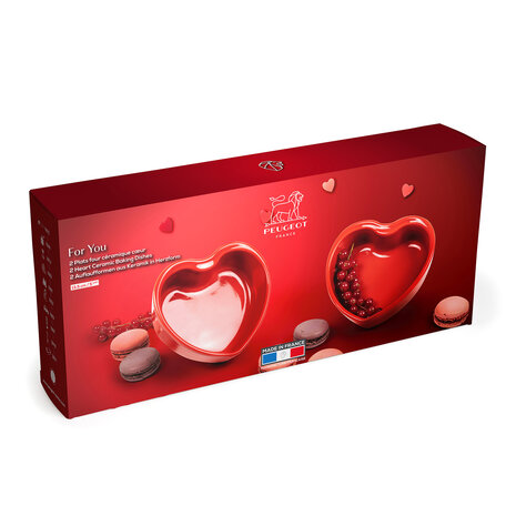 Peugeot 2 heart shaped ceramic oven dishes 11cm