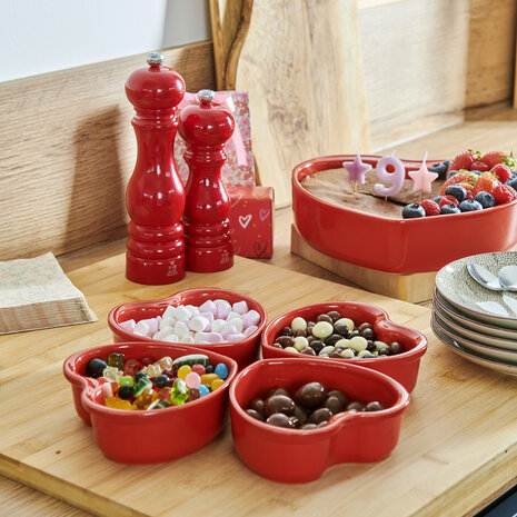 Peugeot 2 heart shaped ceramic oven dishes 11cm