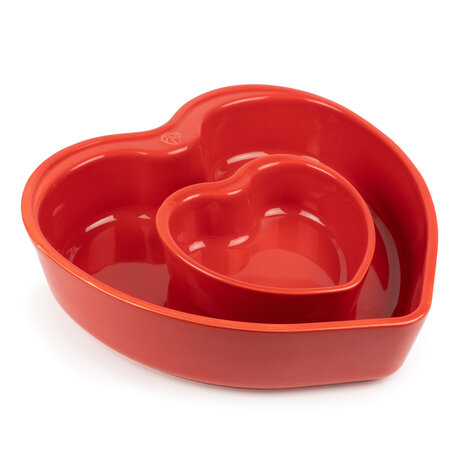 Peugeot 2 heart shaped ceramic oven dishes 11cm