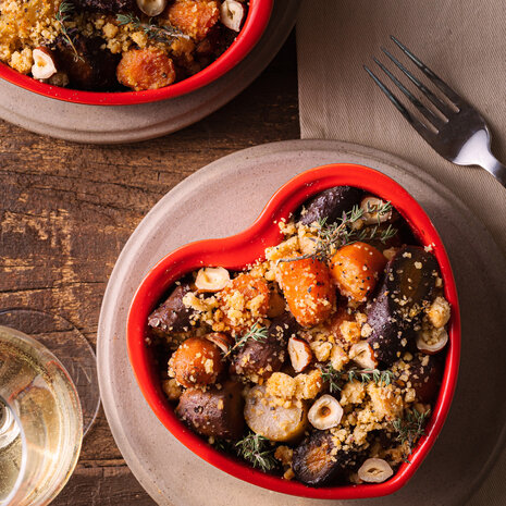 Peugeot 2 heart shaped ceramic oven dishes 11cm