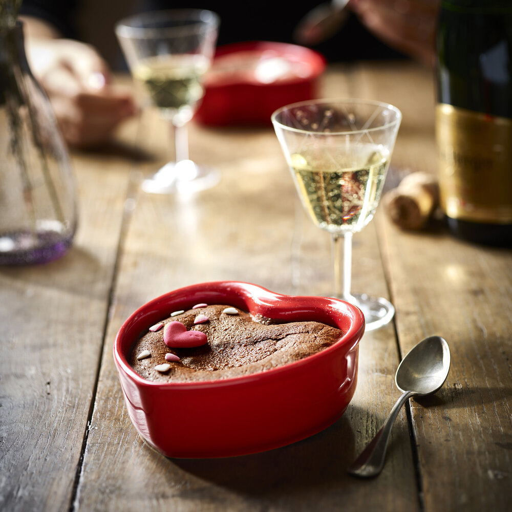 Peugeot 2 heart shaped ceramic oven dishes 11cm